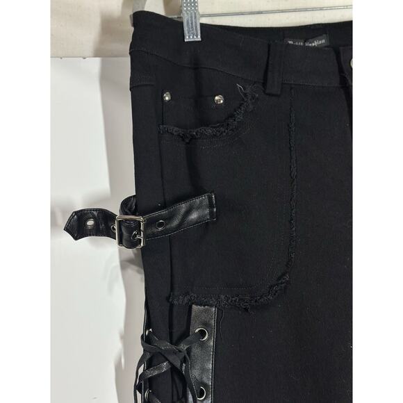 NWT Devil Fashion Mens Goth Punk Biker Grunge Side Lacing Size Small Jeans Black - Picture 8 of 16